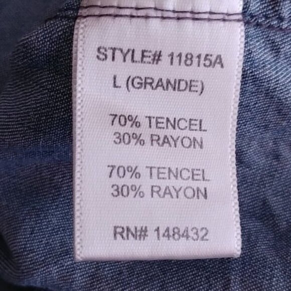 Staccato Women's Blue Chambray Western Designer Button Down Top Size L - Picture 4 of 7